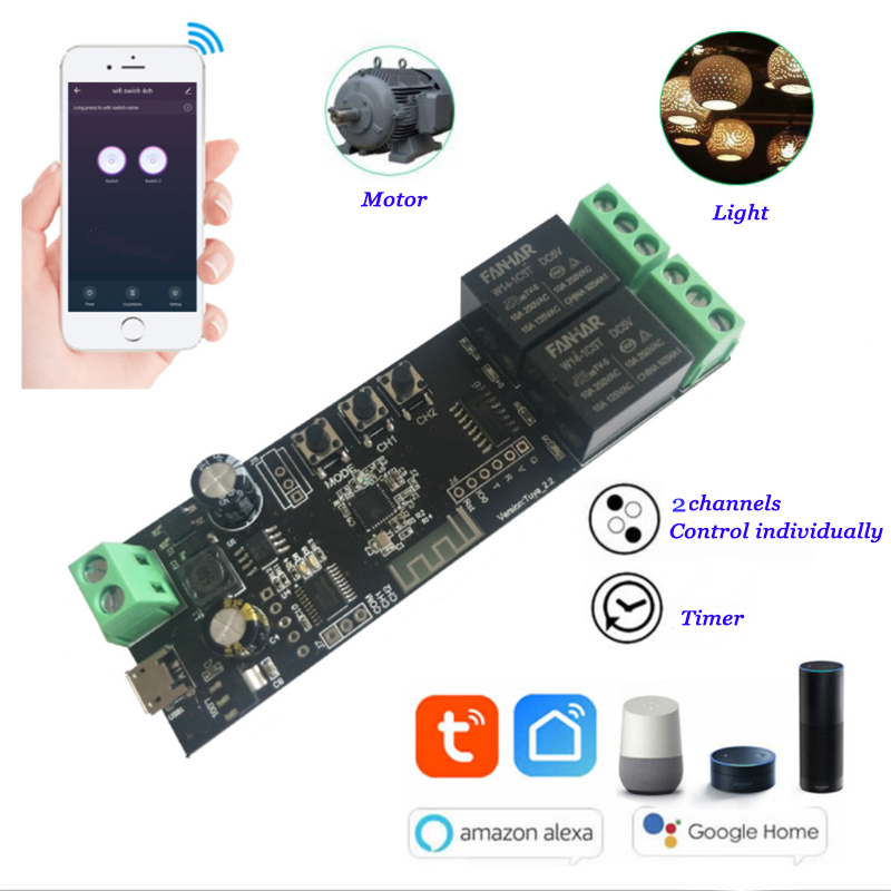 Home Automation Diy - 2CH Tuya Wifi akıllı kontrol panosu
